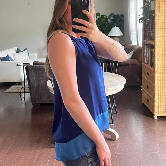 Tobi Colorblock Blue Chiffon Tank Top size M - Picture 4 of 4